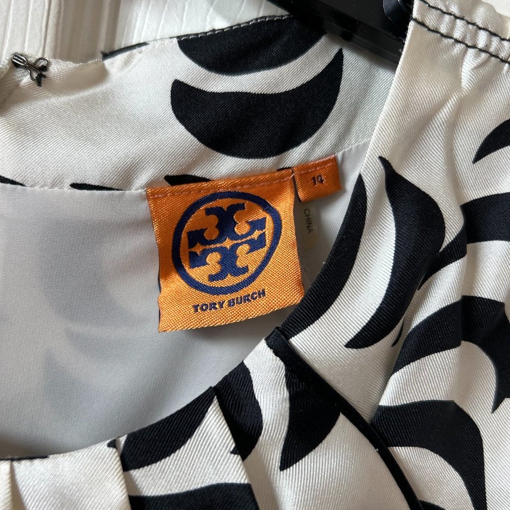 Tory Burch Empire Waist Black and White Silk Dress